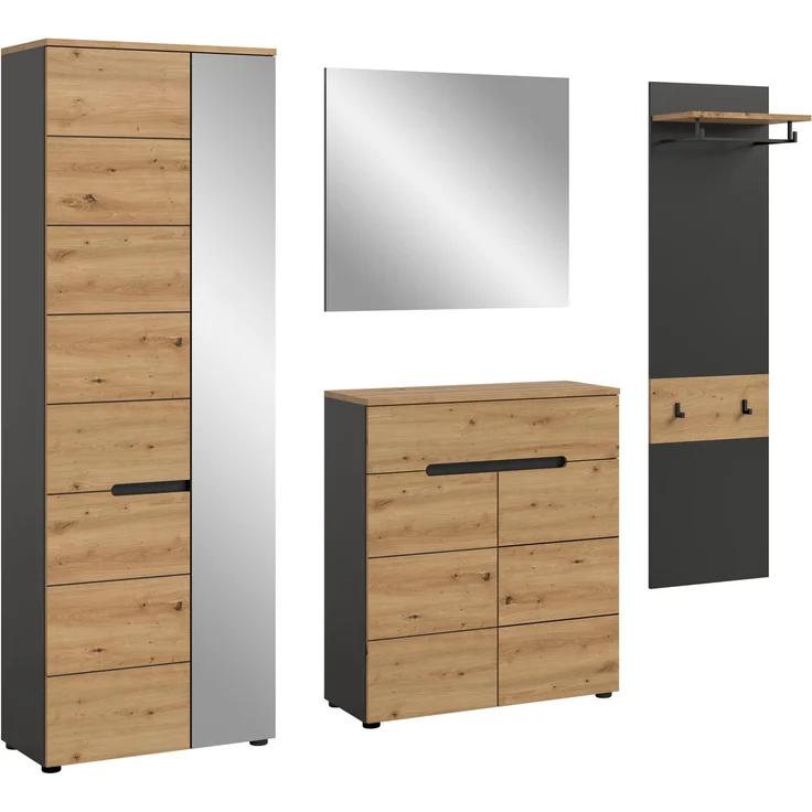 Garderobenkombination (B/H/T: 220x190x37 cm) in Artisan Nachbildung – Bild 1