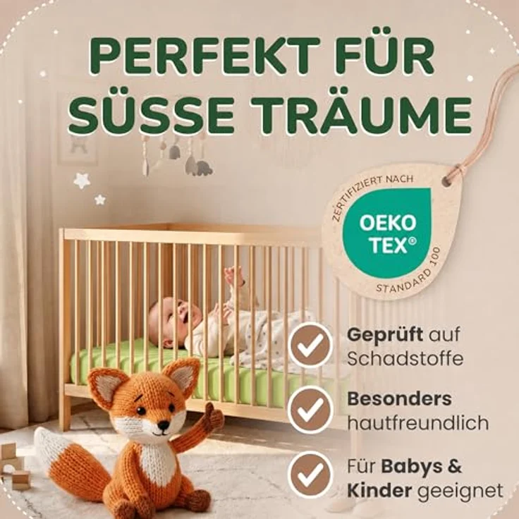 leevitex® Spannbettlaken Spannbettlaken Kinder Spannbettlaken Premium 170 g/m², Gummizug: Rundumgummizug, (2 Stück), schwer & blickdicht, 100% Baumwolle, 70 x 140 cm – Bild 4