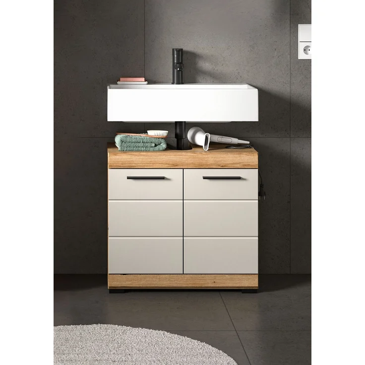 Waschbeckenunterschrank B/H/T: 60x56x34 cm in Evoak Oak Nachbildung – Bild 6