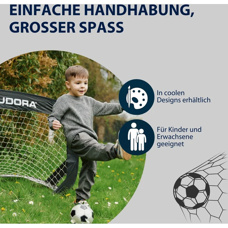 Hudora Pop Up Fußballtor mit Tragetasche, 2er Set, 120x80 cm, Schwarz – Bild 5