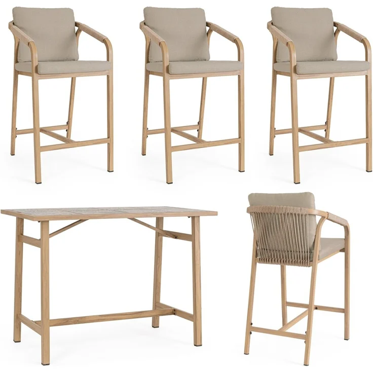 5er Garten-Barset Aremilak - Aluminium Desert Sand, Olefin Taupe – Bild 3