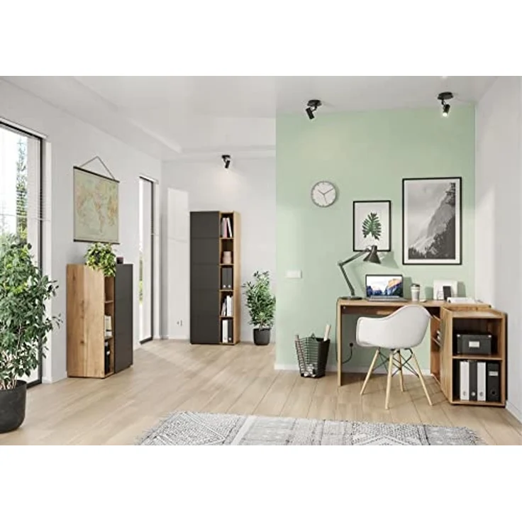 Germania Aktenschrank 1777-560 GW-Olvera, griffloses Design, in Navarra-Eiche-Nb./Graphit, 62 x 182 x 41 cm (BxHxT) – Bild 2