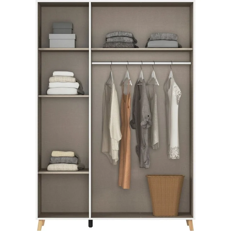 rauch Drehtürenschrank Kleiderschrank Schrank Garderobe Wäscheschrank SHINJO (in 3 verschiedenen Ausstattungen BASIC/CLASSIC/PREMIUM) Griffe und Füße aus Massivholz, viel Stauraum MADE IN GERMANY – Bild 3
