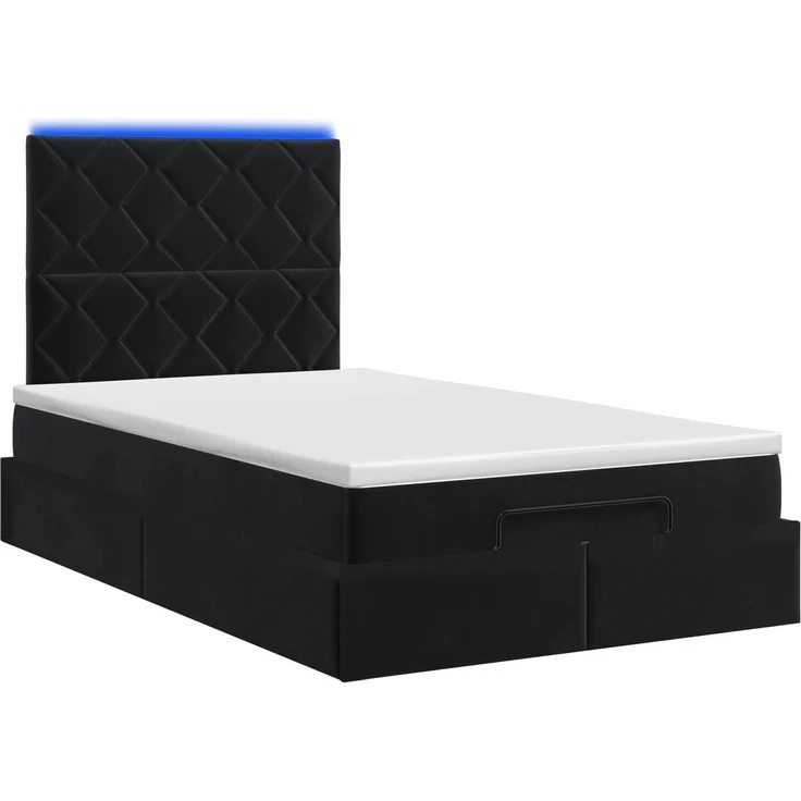 vidaXL Ottoman-Bett mit Matratze und LED Schwarz 120 x 200 cm Samt 3458369 – Bild 9