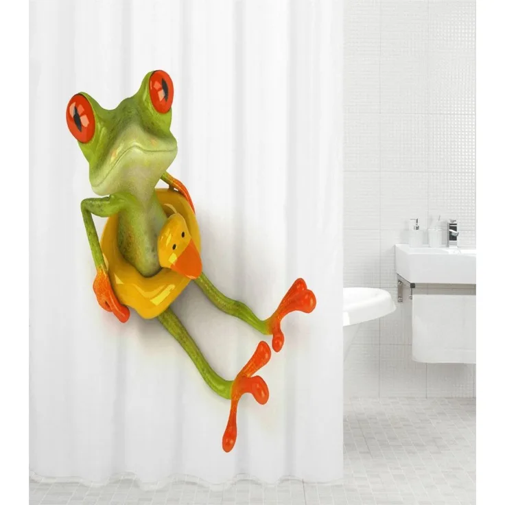 Sanilo Duschvorhang Froggy 180 x 200 cm, 100% wasserdicht, Anti-Schimmel-Effekt, hochwertige Qualität