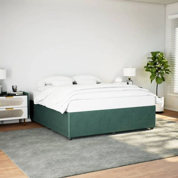 vidaXL Bettgestell ohne Matratze Dunkelgrün 200x200 cm Samt 3285033 – Bild 1