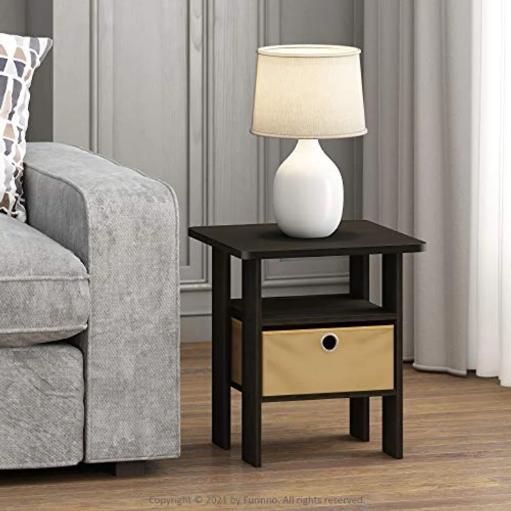 Furinno Andrey Beistelltisch Nachttisch mit Schublade, Espresso/Braun – Bild 3