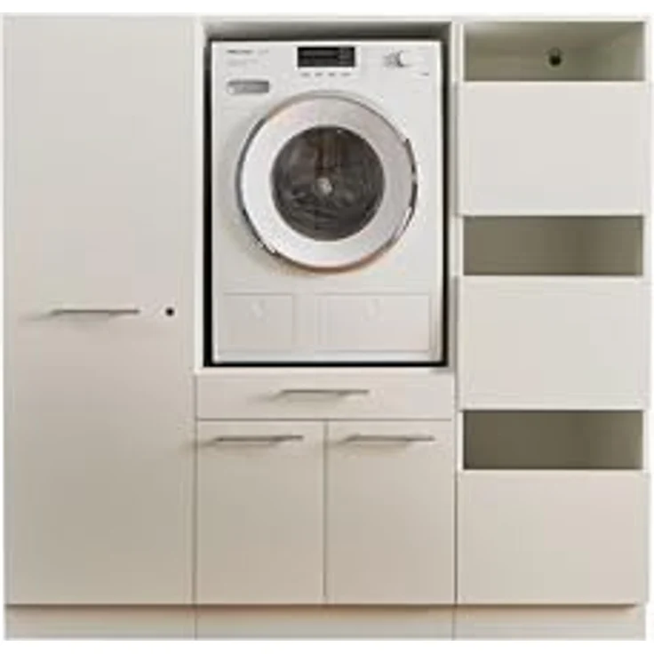 LAUNDREEZY Waschmaschinenschrank, Wäscheschrank und Mehrzweckschrank, Weiß - Waschmaschinen-Überbauschrank TÜV-zertifiziert mit viel Stauraum - 167,5 x 162 x 67,5 cm (B/H/T) – Bild 2