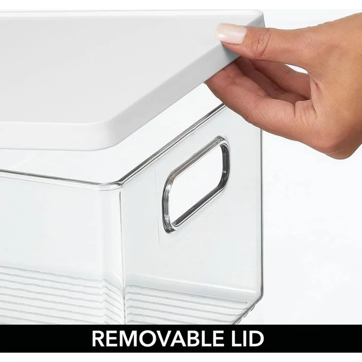 Aufbewahrungsbox Organizer Box mit Deckel mDesign stapelbar 4er Set Transparent – Bild 5