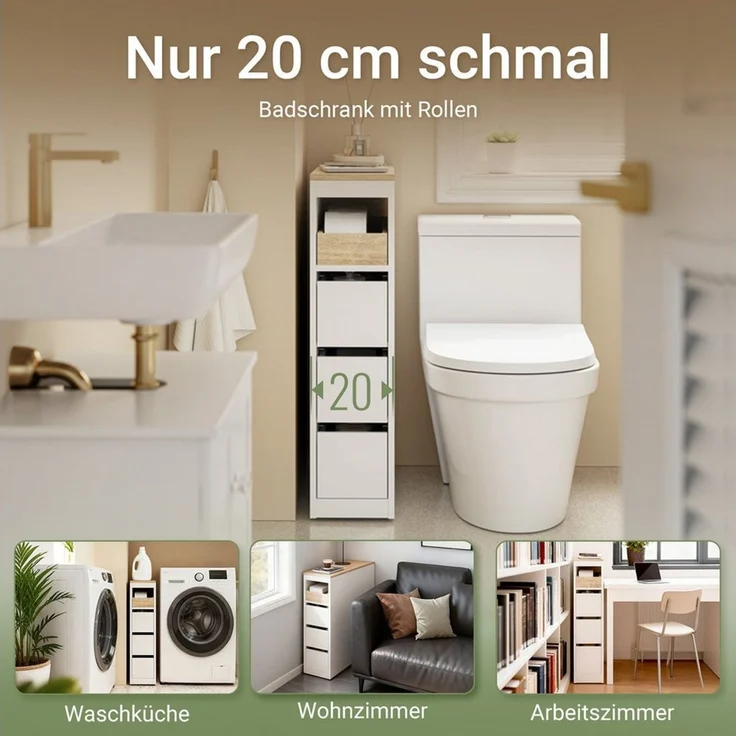 SoBuy Küchenwagen BZR54-II, Küchenschrank mit Schubladen, Nischenschrank Küchenregal, Badezimmerschrank Beistellwagen Nischenwagen, 4 Ebenen, auf Rollen – Bild 4