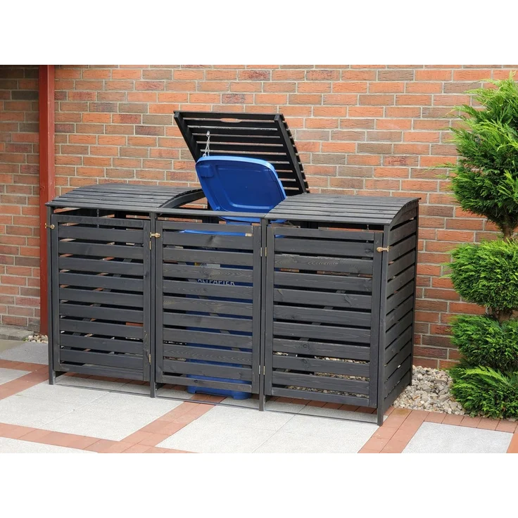 promadino Mülltonnenbox Vario V, für 3 x 240 l, anthrazit – Bild 1