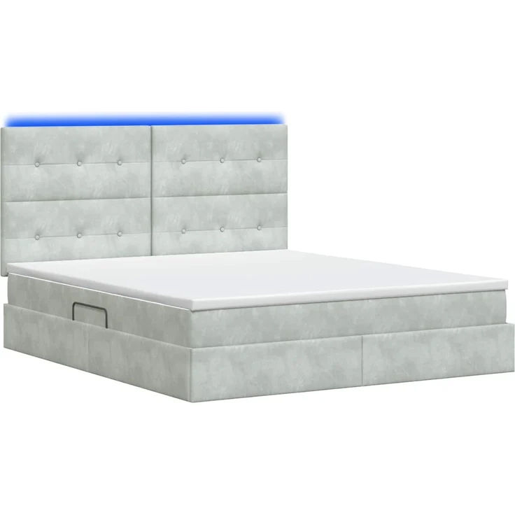 vidaXL LED-Speicherbett mit Matratze Hellgrau 160 x 200 cm Samt 3460140 – Bild 9