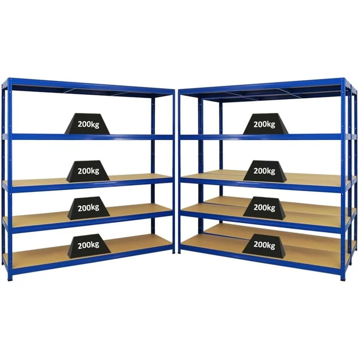 PROREGAL Mega Deal 3er-Set Schwerlastregal Giant Elephant 180 x 180 x 45 cm mit 5 Ebenen Fachlast 200kg Blau, Kellerregal, Steckregal, Garagenregal, Lagerregal