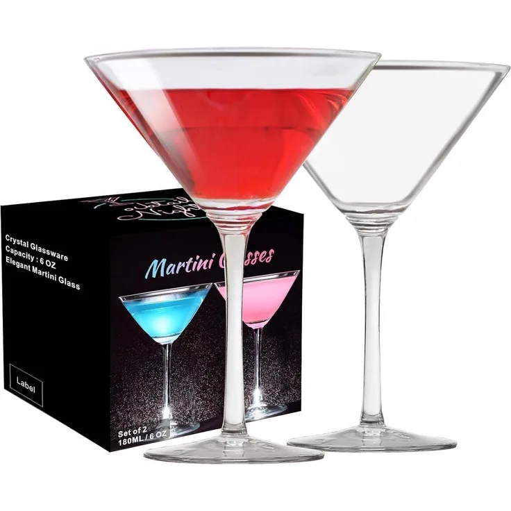 Martini Gläser Cocktailgläser 2er Set Premium Kristall 240ml mit Geschenkbox