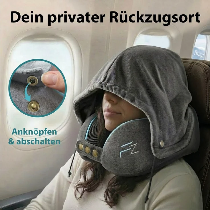 FLOWZOOM Nackenhörnchen COMFY Nackenkissen Flugzeug & Auto – Reisekissen Memory-Schaum, Nackenhörnchen für Erwachsene - Nackenkissen Reisen - verstellbar – Bild 2