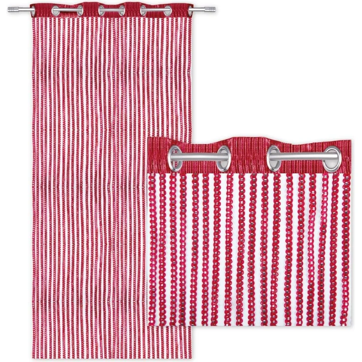 Arsvita Fadenvorhang Metallik-Optik mit Ösen, Türvorhang 140x250cm (Rot) – Bild 2