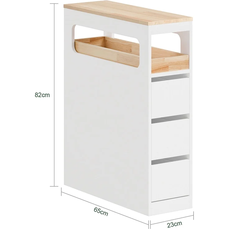 SoBuy BZR54-II-W Badunterschrank, MDF, Lackiert, Weiß, 23 x 82 x 65 cm – Bild 3