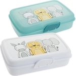 Centi Lunchbox Brotdose mit Fächern, Lunchbox für Kinder mit Trennfächern, Polypropylen, (Set, 2-tlg), und Clickverschluss, Bento Box Kinder Brotzeitbox