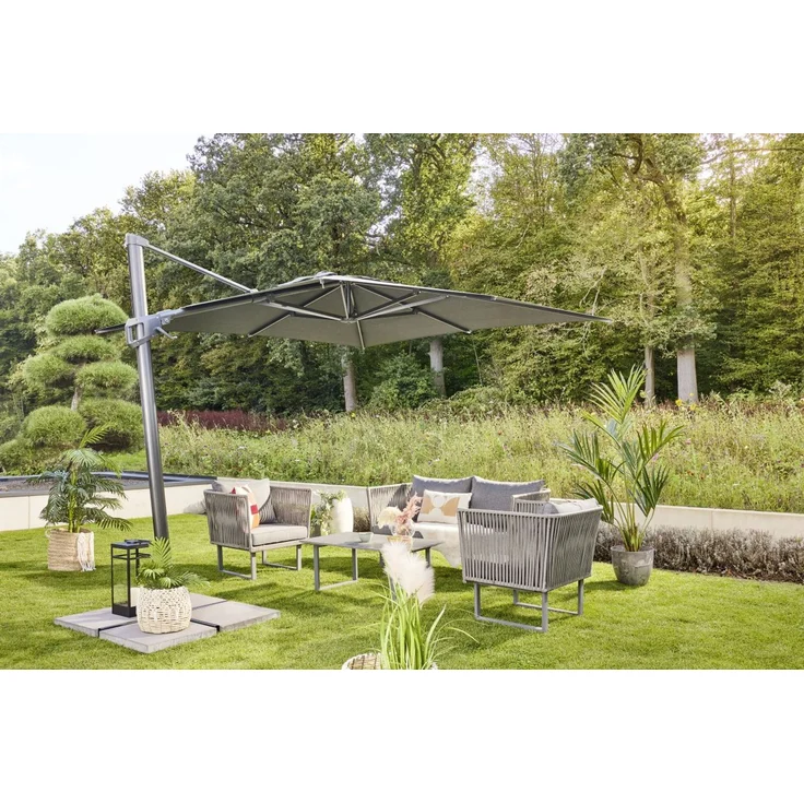 MWH Ampelschirm Monte Carlo anthrazit 300 x 300cm Sonnenschirm Gatenschirm Alu – Bild 4