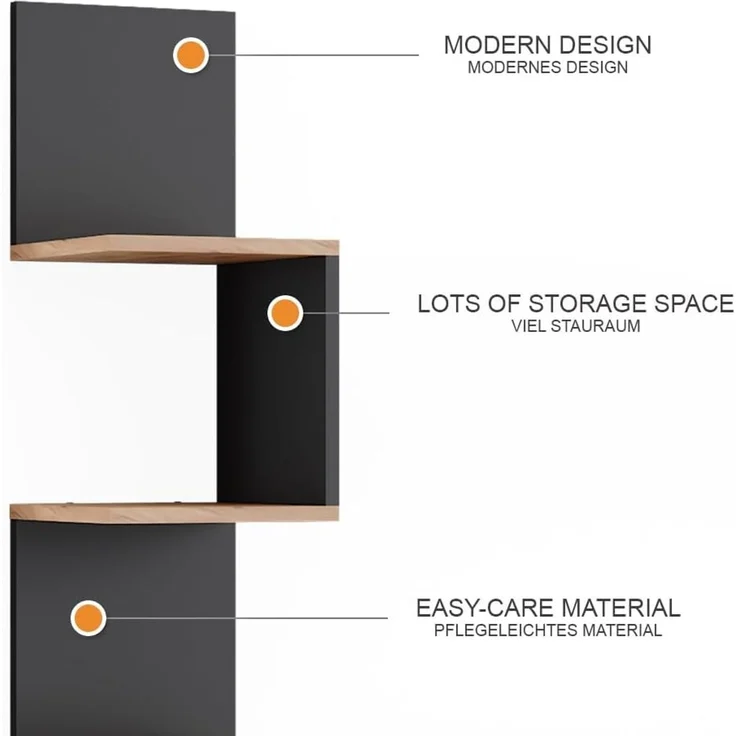 Eckregal Paolo Anthrazit 28 x 175.4 cm 2er Set Vicco – Bild 9