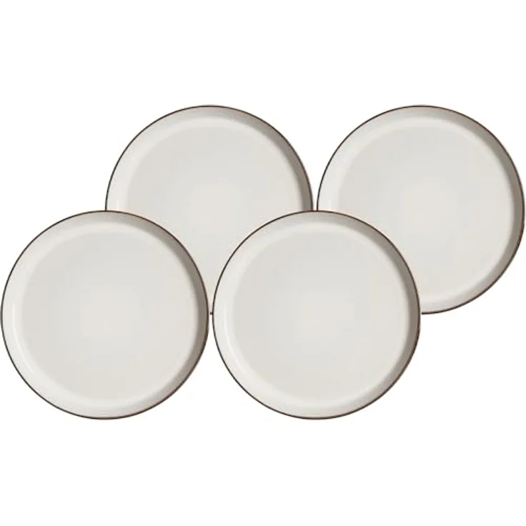Presotto Speiseteller, Rund, Weiß, Keramik, Ø 26,5 cm, Spülmaschinenfest, 4er Set – Bild 1