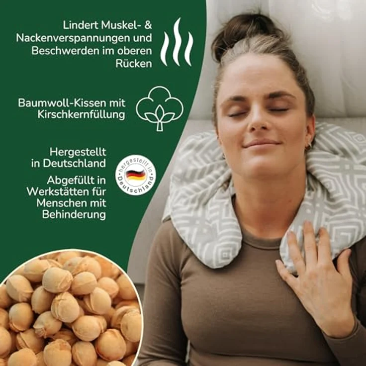 GRÜNSPECHT Kirschkern-Nackenkissen mit Kragen 35 x 48cm, grau – Bild 2