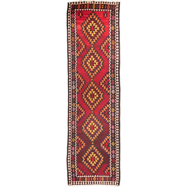 Morgenland Läufer Kelim - Old - 440 x 124 cm - dunkelrot