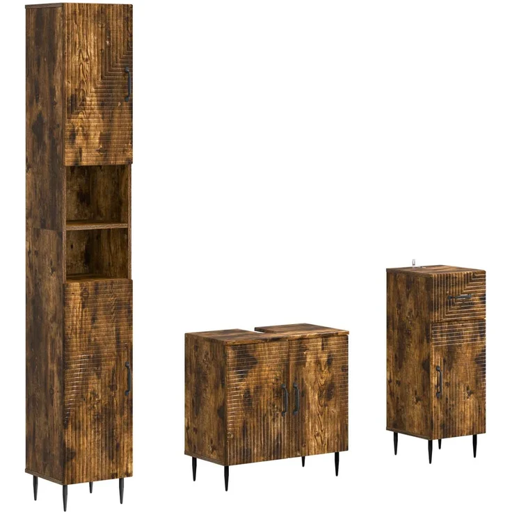 vidaXL 3-teiliges Badezimmer-Schranksystem HAARLEM Räuchereiche 3417860 – Bild 2