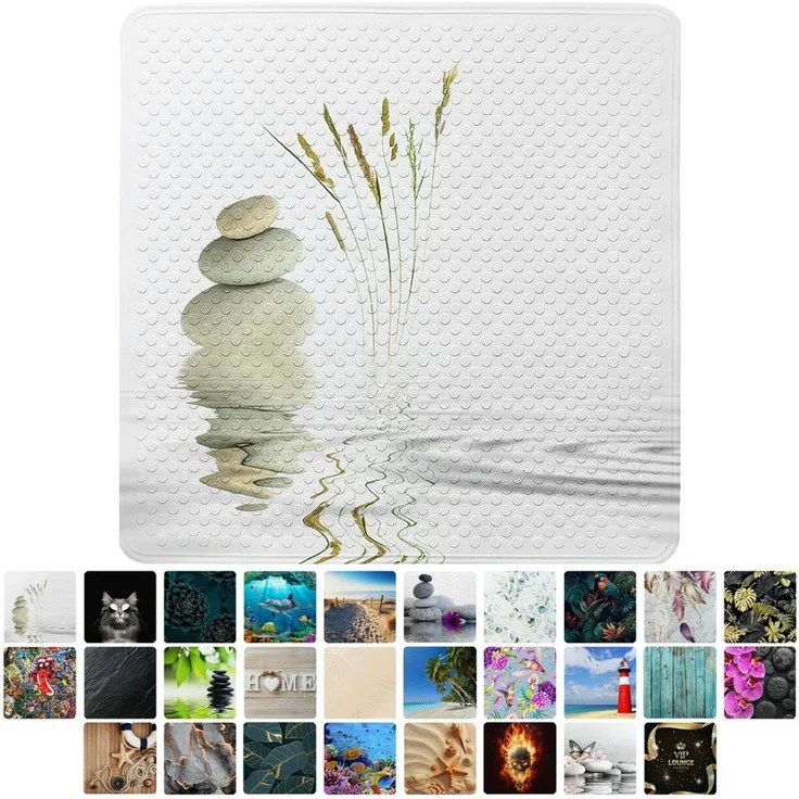 Sanilo Duschmatte, mit Motiv, rutschfest, waschbar, quadratisch, 230 extra starke Saugnäpfe, Kunststoff PVC, 53 x 53 cm, Balance – Bild 5