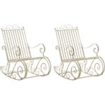 CLP 2er Set Schaukelstühle Smilla Schwingstühle mit hoher Rückenlehne,antik-creme