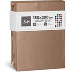 Bettwatsche-mit-Stil Mako-Satin Spannbettlaken hellbraun 180x200cm Höhe 21-30cm