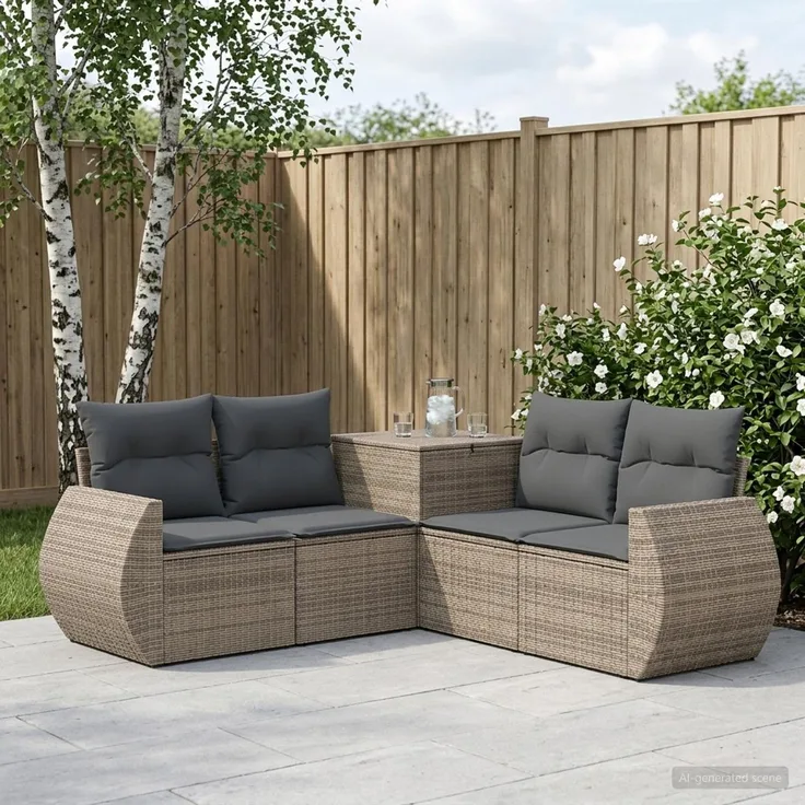 vidaXL Sofa Set 5 stk. Grau und Dunkelgrau Polyrattan und Stahl 3447898