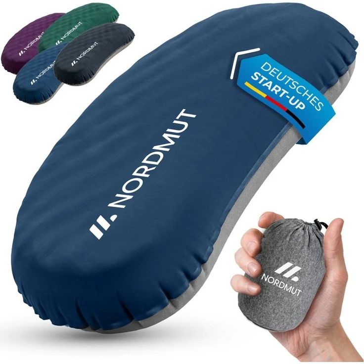 Nordmut Reisekissen aufblasbar & ergonomisch für Camping & Outdoor, kompakt & ultraleicht, Spar-Set, 1-tlg, Nordmut Rago + Kompressionsbeutel, Trekking, Schlafkissen für Nacht, waschbarer Bezug, Kompressionsbeutel – Bild 1