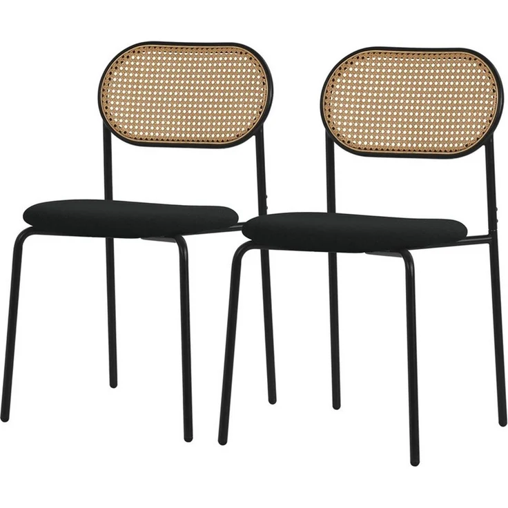 ML-DESIGN Stuhl Esszimmerstühle Rattanstuhl Polsterstühle Akzentstühle für Esszimmer (2 St), Schwarz Esstischstühle mit Rückenlehne aus Rattan 2er Set Küchenstuhl – Bild 5
