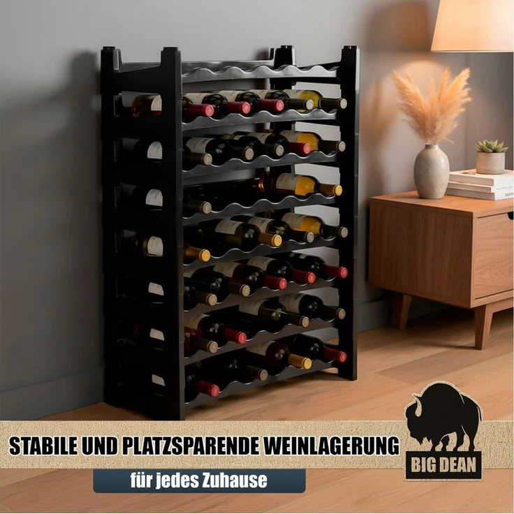 BigDean Flaschenregal BigDean Flaschenregal stapelbar für 48 Flaschen We, Set 8-tlg, Modular, Erweiterbar, Werkzeugfrei, Robust, Standsicher