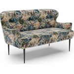 CAVADORE 2-Sitzer Küchensofa Amba, Trendige Sitzbank für Küche oder Esszimmer / 153 x 97 x 87 / Jacquard Flachgewebe: Blumenmuster Olive
