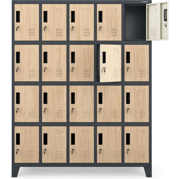 Jan Nowak Mehrzweckschrank Metall Schließfachschrank 136 cm ROBERT 20 Fächer abschließbar (Spind Garderobenschrank Umkleide Arbeitsraum Sozialraum Betrieb, Stahl 0,6 mm 172 x 136 x 45 cm Wandmontage 20 Schlüssel robust) Lüftungsschlitze Namensschildhal... – Bild 4