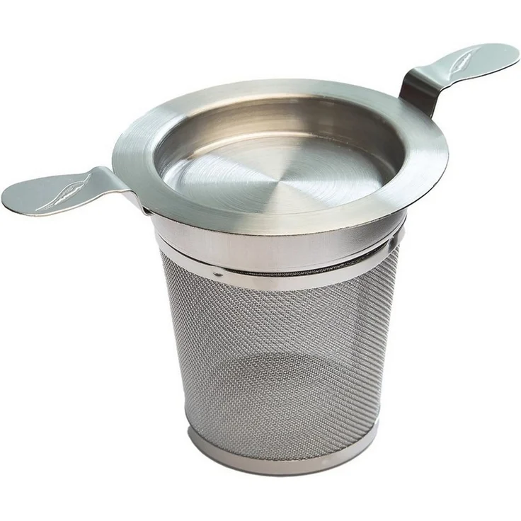TeaLogic Teesieb Edelstahl Doppelhenkel Abtropftablett Durchmesser Sieb innen 6 cm, (1-St) – Bild 1