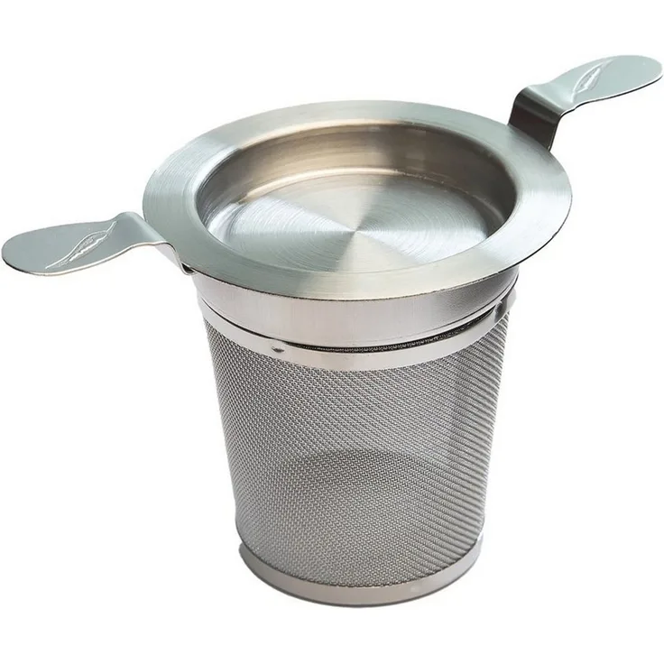TeaLogic Teesieb Edelstahl Doppelhenkel Abtropftablett Durchmesser Sieb innen 6 cm, (1-St)