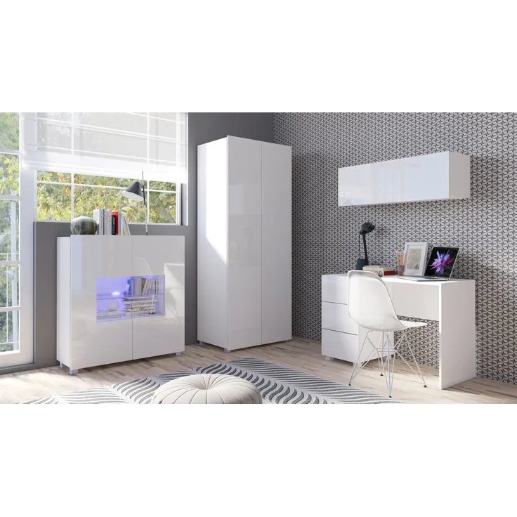 4-tlg. Jugendzimmer-Set 'Labri' weiß Hochglanz