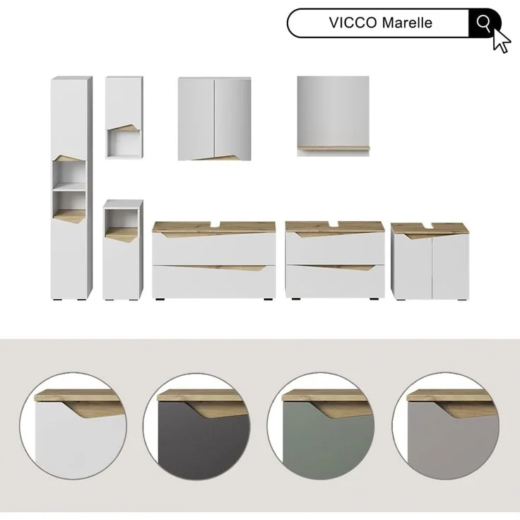 Badmöbel-Set Marelle Anthrazit/Artisan-Eiche 3-teilig Vicco – Bild 8