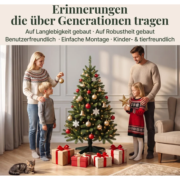 Aurelia Home Künstlicher Weihnachtsbaum 150 cm – PVC-Zweige, Kreuzständer – Bild 5