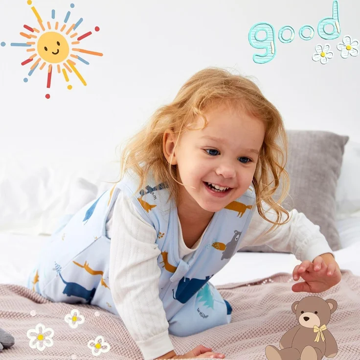 Duomiaomiao Baby Schlafsack, 1x Ganzjahresschlafsack, 1.5tog-elefanten Dschungel, 75cm / Babygröße 80-90cm, 100% Baumwolle – Bild 6