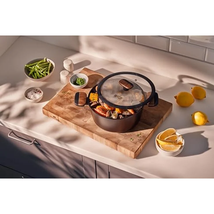 RESTO Kitchenware Kochtopf Mon, Bratentopf antihaftbeschichtet und spülmaschinenfest, Aluminium (2-tlg), mit Glasdeckel und stoßdämpfendem Silikonrand, im Geschenkkarton – Bild 4
