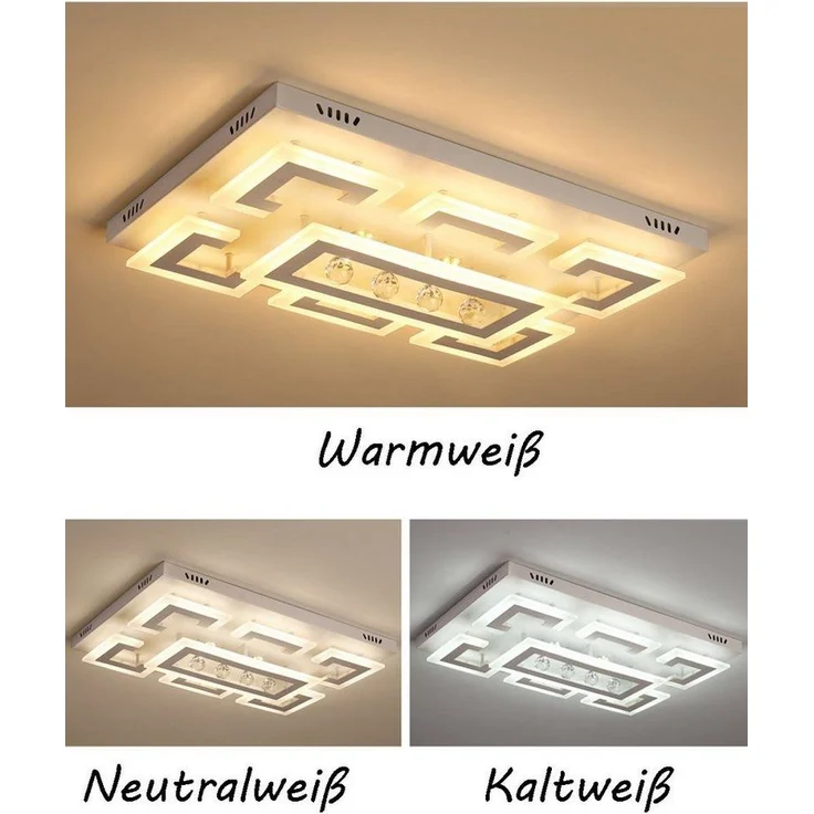 Euroton LED Deckenleuchte LED Pendelleuchte Kristall Fernbedienung Deckenleuchte Deckenlampen, LED fest integriert, Tageslichtweiß, mit Fernbedienung stufenlos einstellbar, warmweiß, kaltweiß – Bild 1