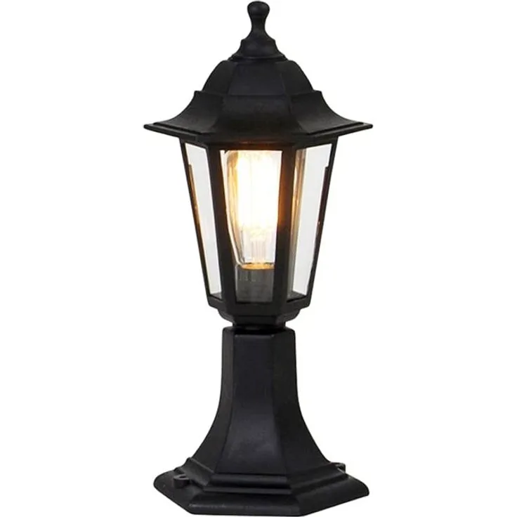 Qazqa Außen-Stehlampe New haven, ohne Leuchtmittel, E27, Schwarz, Klassisch / Antik, Kunststoff, 1-flammig
