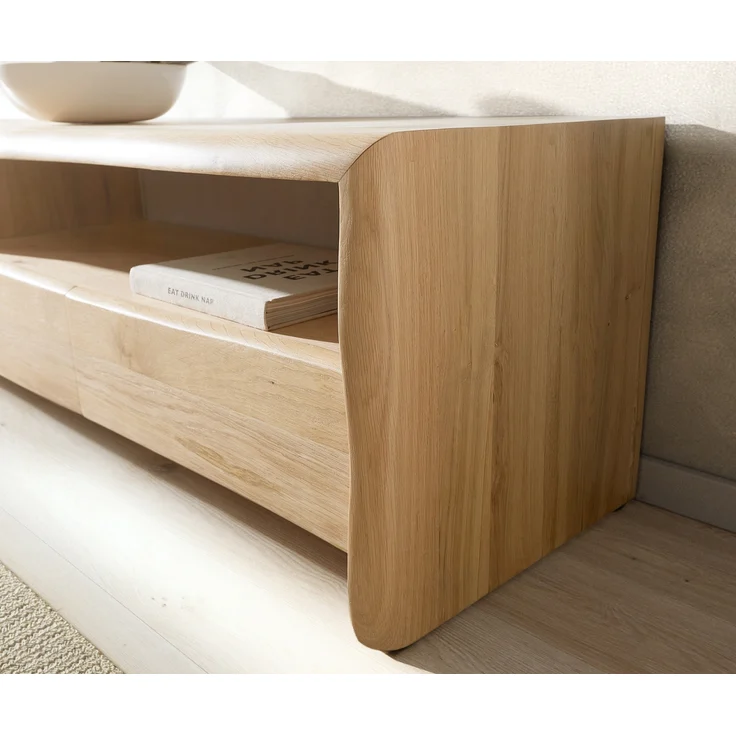 Lowboard Live-Edge 230 cm Eiche Natur 4 Schübe Massiv Baumkante – Bild 4