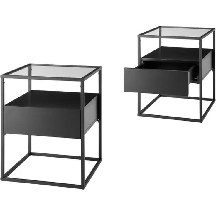 Beistelltisch >EVORA< (BxHxT: 43x54x43 cm) in schwarz - 43x54x43 (BxHxT)