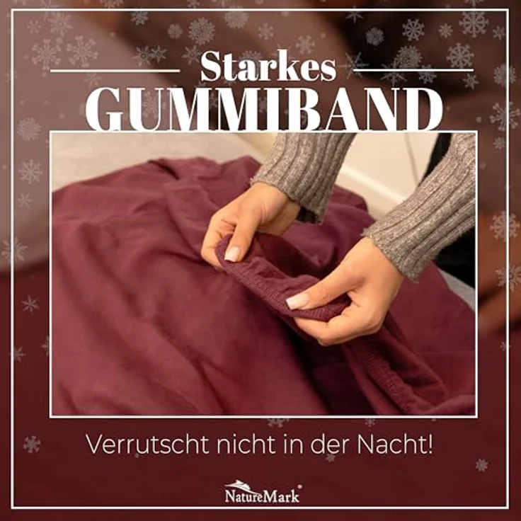 NatureMark Spannbettlaken Winter Thermo Fleece Spannbetttuch, 80% Baumwolle und 20% Polyester, Gummizug: rundum, (1 Stück), 120x200 cm - Bordeaux rot – Bild 6