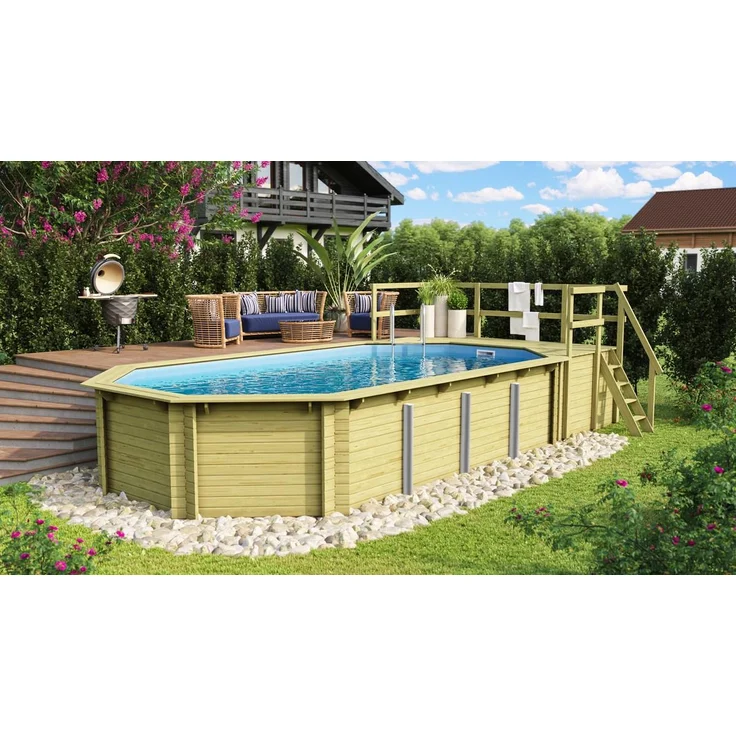 Karibu Pool Modell 5D Classic 400x781 cm, Holz kdi
